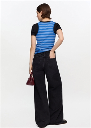 Soft cotton rib stripe tank Nouvean navy A1040452 Ganni 